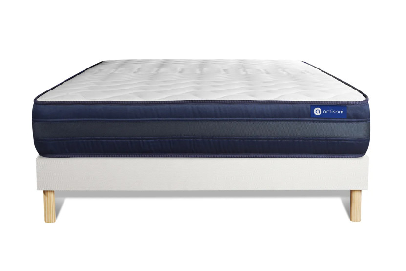 Ensemble Matelas Sommier 180x200 cm - Sommier Blanc (en kit) - Actimemo Tech