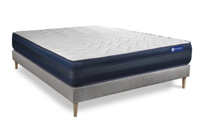Ensemble Matelas Sommier 120x190 cm - Sommier Gris (en kit) - Actimemo Tech