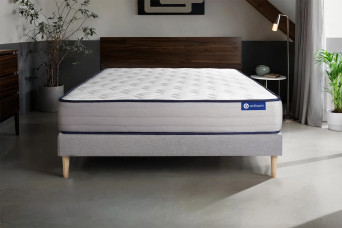Ensemble Matelas Sommier 150x200 cm - Sommier Gris (en kit) - Actilatex Form