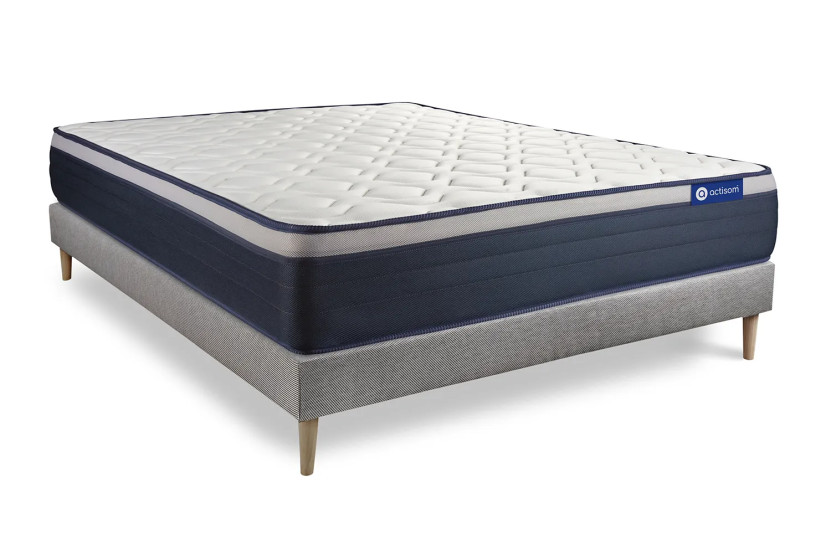 Ensemble Matelas Sommier 150x190 cm - Sommier Gris (en kit) - Actiflex Max