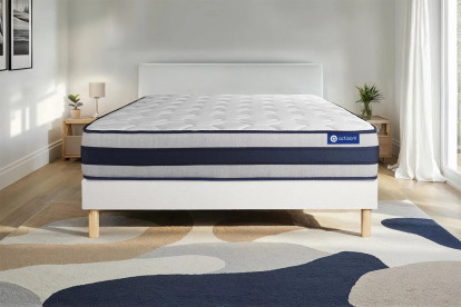 Ensemble Matelas Sommier 160x210 cm - Sommier Blanc (en kit) - Actilatex Ergo