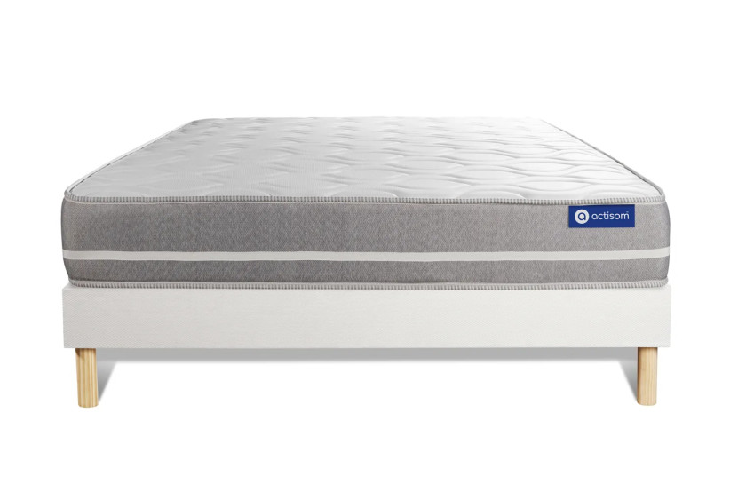 Ensemble Matelas Sommier 120x190 cm - Sommier Blanc (en kit) - Actimemo Touch