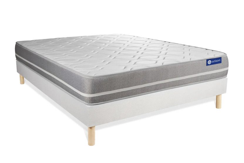 Ensemble Matelas Sommier 120x210 cm - Sommier Blanc (en kit) - Actimemo Touch