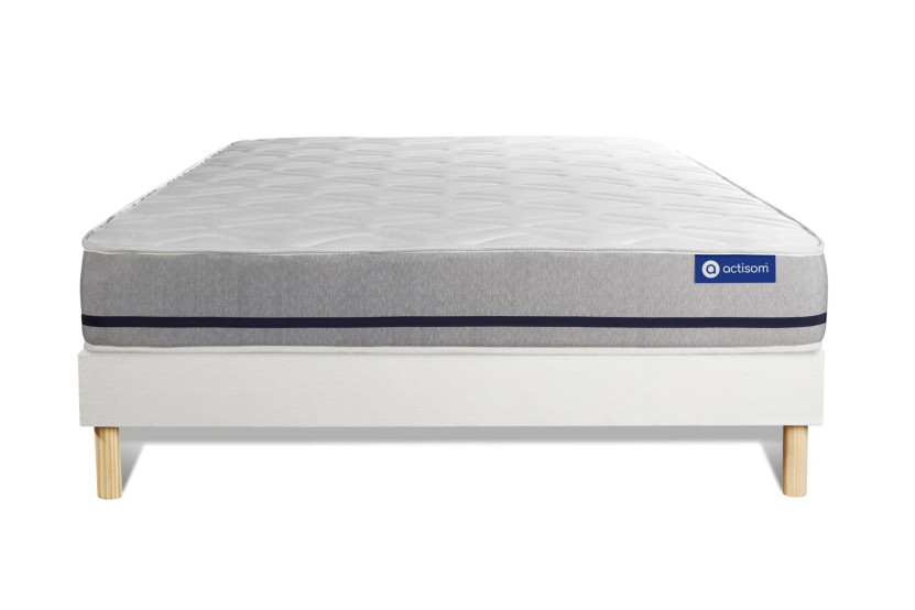 Ensemble Matelas Sommier 140x190 cm - Sommier Blanc (en kit) - Actilatex Soft
