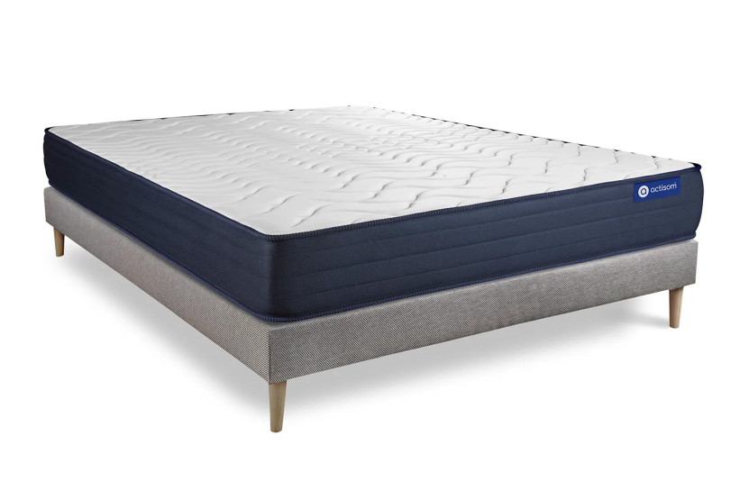 Ensemble Matelas Sommier 140x220 cm - Sommier Gris (en kit) - Actimemo Life