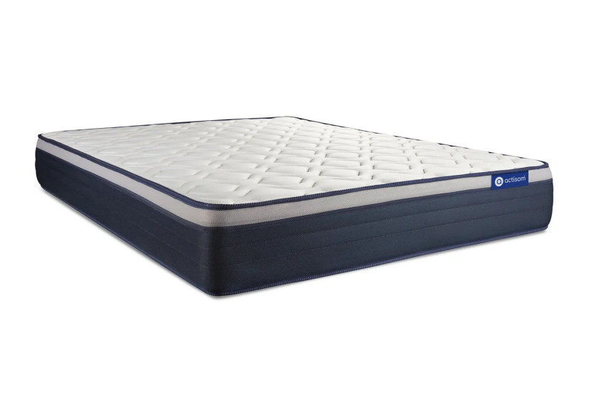 Ensemble Matelas Sommier 130x210 cm - Sommier Gris (en kit) - Actimemo Max