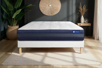 Ensemble Matelas Sommier 180x220 cm - Sommier Blanc (en kit) - Actiflex Tech
