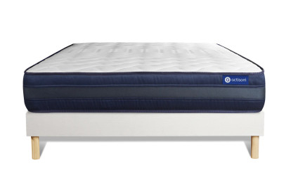 Ensemble Matelas Sommier 160x195 cm - Sommier Blanc (en kit) - Actiflex Tech