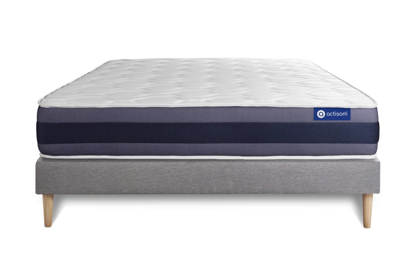 Ensemble Matelas Sommier 200x200 cm - Sommier Gris (en kit) - Actimemo Morpho
