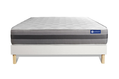 Ensemble Matelas Sommier 160x210 cm - Sommier Blanc (en kit) - Actilatex Relax