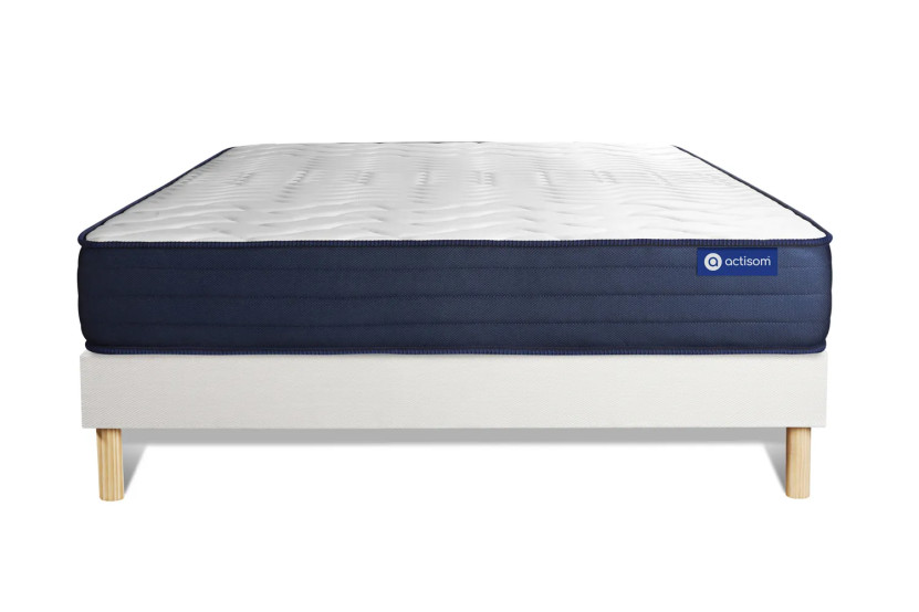 Ensemble Matelas Sommier 160x195 cm - Sommier Blanc (en kit) - Actilatex Life