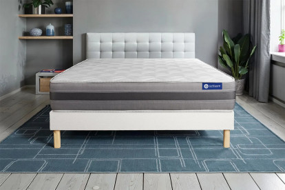 Ensemble Matelas Sommier 160x220 cm - Sommier Blanc (en kit) - Actilatex Relax