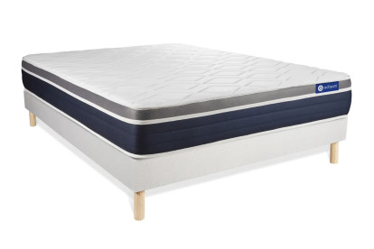 Ensemble Matelas Sommier 160x220 cm - Sommier Blanc (en kit) - Actilatex Confort