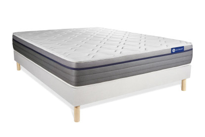 Ensemble Matelas Sommier 140x220 cm - Sommier Blanc (en kit) - Actilatex Zen