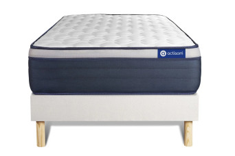 Ensemble Matelas Sommier 90x200 cm - Sommier Blanc (en kit) - Actimemo Max