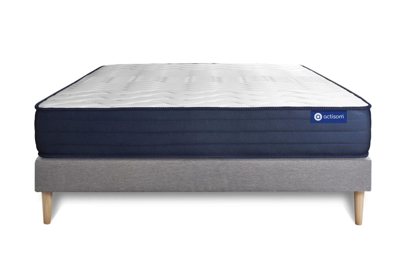 Ensemble Matelas Sommier 120x190 cm - Sommier Gris (en kit) - Actimemo Life