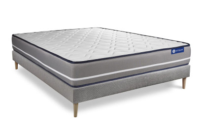 Ensemble Matelas Sommier 160x195 cm - Sommier Gris (en kit) - Actimemo Pur