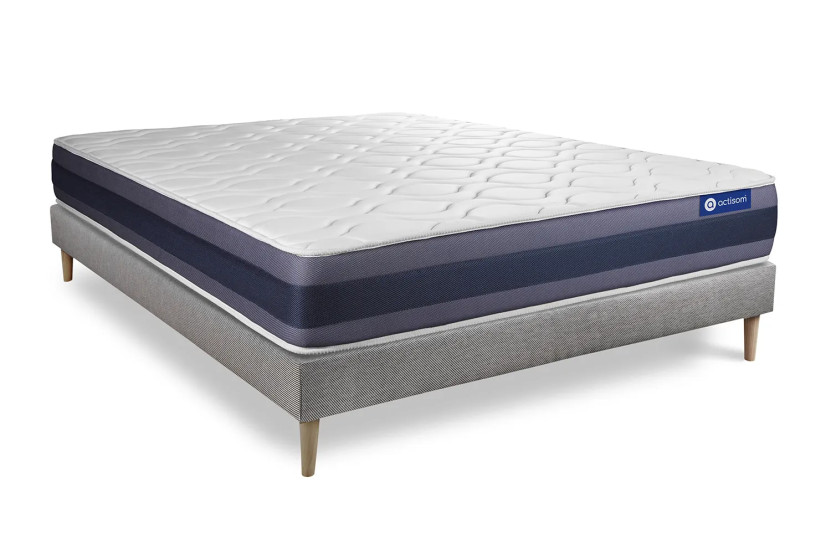 Ensemble Matelas Sommier 120x190 cm - Sommier Gris (en kit) - Actiflex Morpho