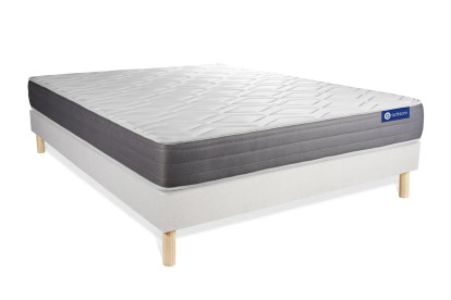 Ensemble Matelas Sommier 135x190 cm - Sommier Blanc (en kit) - Actimemo Dream
