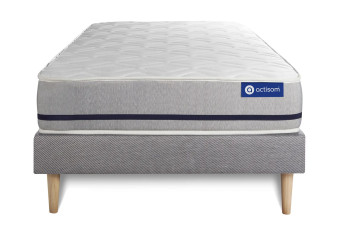 Ensemble Matelas Sommier 80x190 cm - Sommier Gris (en kit) - Actilatex Soft