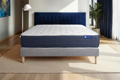 Ensemble Matelas Sommier 150x195 cm - Sommier Gris (en kit) - Actilatex Sleep