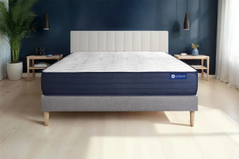 Ensemble Matelas Sommier 130x220 cm - Sommier Gris (en kit) - Actimemo Life