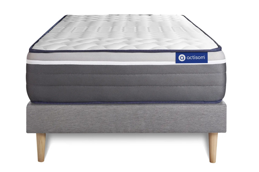 Ensemble Matelas Sommier 90x190 cm - Sommier Gris (en kit) - Actiflex Plus