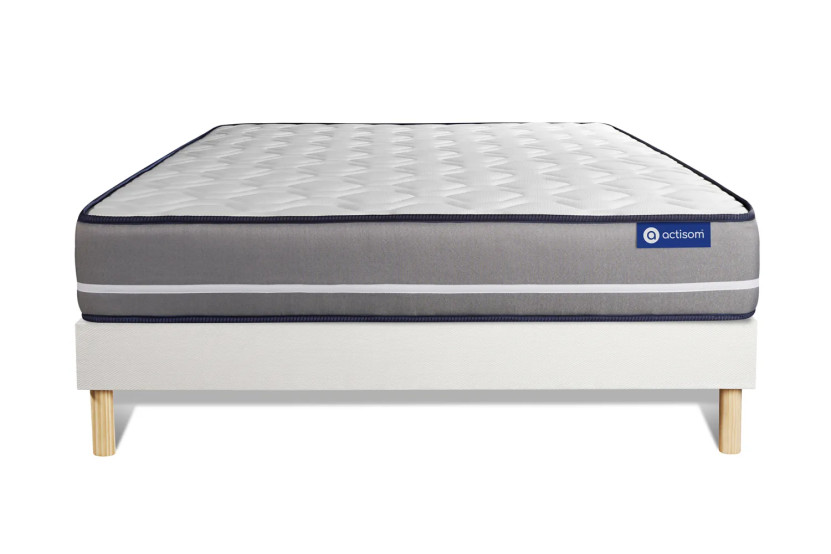Ensemble Matelas Sommier 160x200 cm - Sommier Blanc (en kit) - Actimemo Pur