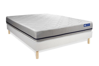 Ensemble Matelas Sommier 160x190 cm - Sommier Blanc (en kit) - Actimemo Soft