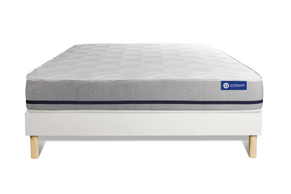 Ensemble Matelas Sommier 160x190 cm - Sommier Blanc (en kit) - Actimemo Soft