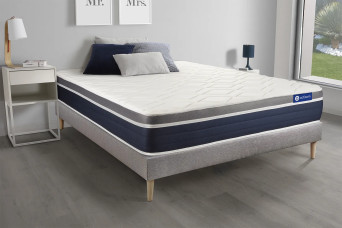 Ensemble Matelas Sommier 130x220 cm - Sommier Gris (en kit) - Actilatex Confort
