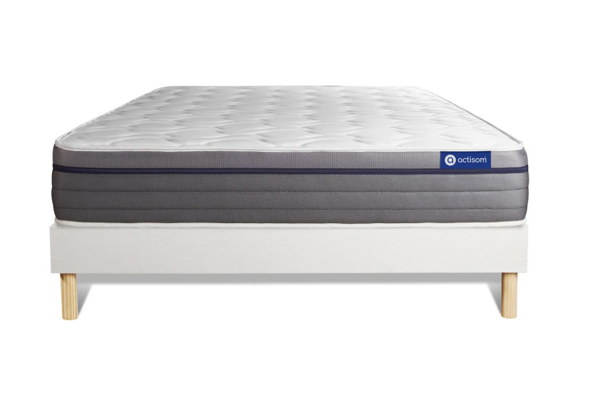 Ensemble Matelas Sommier 130x210 cm - Sommier Blanc (en kit) - Actiflex Zen