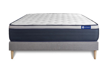 Ensemble Matelas Sommier 160x210 cm - Sommier Gris (en kit) - Actiflex Max