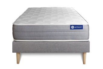 Ensemble Matelas Sommier 80x190 cm - Sommier Gris (en kit) - Actimemo Dream