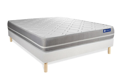 Ensemble Matelas Sommier 140x210 cm - Sommier Blanc (en kit) - Actilatex Touch