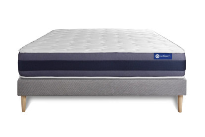 Ensemble Matelas Sommier 200x200 cm - Sommier Gris (en kit) - Actiflex Morpho