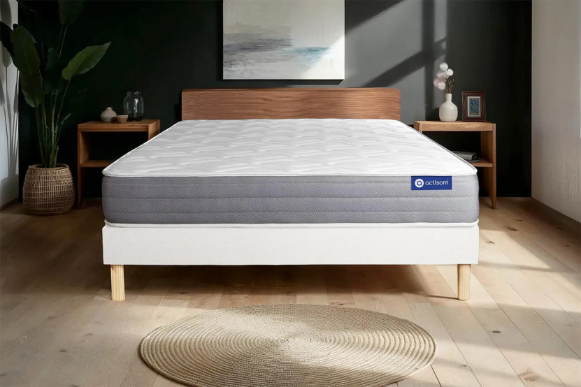 Ensemble Matelas Sommier 160x210 cm - Sommier Blanc (en kit) - Actiflex Dream