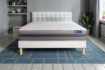 Ensemble Matelas Sommier 135x190 cm - Sommier Blanc (en kit) - Actilatex Relax