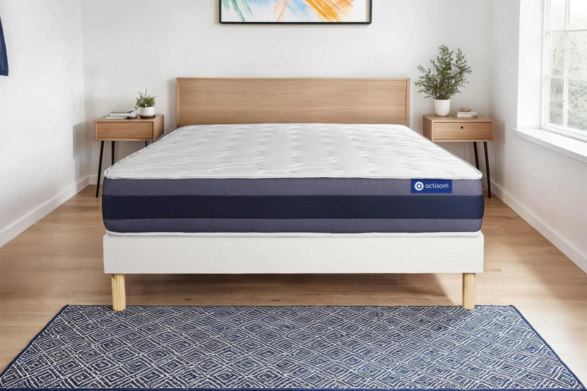 Ensemble Matelas Sommier 80x200 cm - Sommier Blanc (en kit) - Actimemo Morpho