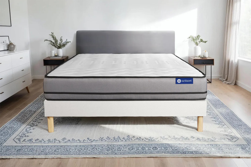 Ensemble Matelas Sommier 160x200 cm - Sommier Blanc (en kit) - Actiflex Night