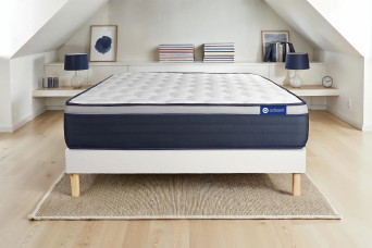 Ensemble Matelas Sommier 120x220 cm - Sommier Blanc (en kit) - Actimemo Max