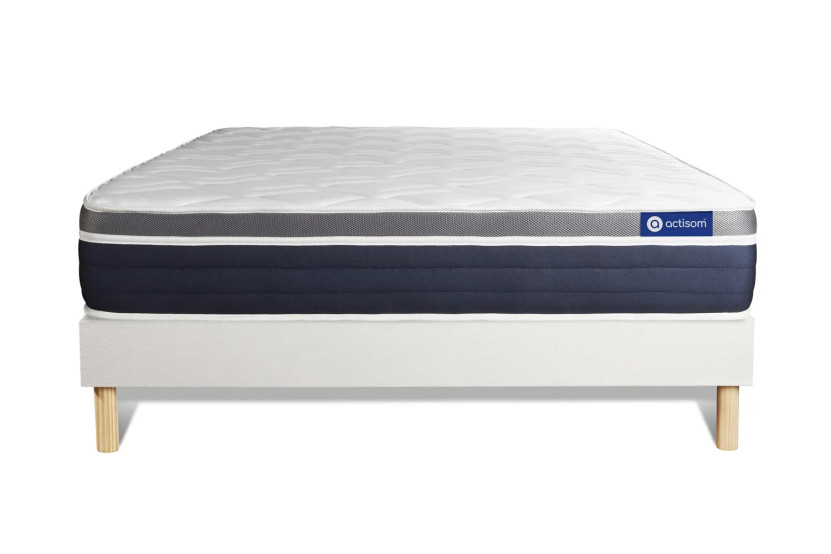 Ensemble Matelas Sommier 200x200 cm - Sommier Blanc (en kit) - Actimemo Confort