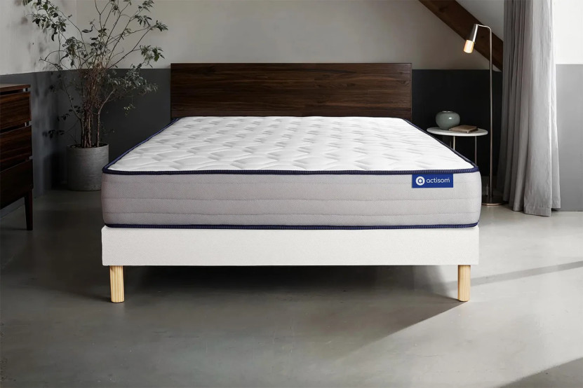 Ensemble Matelas Sommier 120x195 cm - Sommier Blanc (en kit) - Actiflex Form