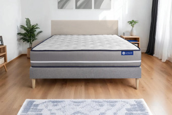 Ensemble Matelas Sommier 160x210 cm - Sommier Gris (en kit) - Actimemo Pur