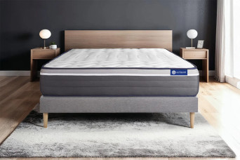 Ensemble Matelas Sommier 160x220 cm - Sommier Gris (en kit) - Actiflex Plus