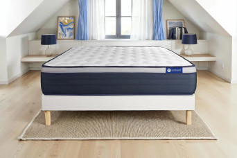 Ensemble Matelas Sommier 140x220 cm - Sommier Blanc (en kit) - Actilatex Max