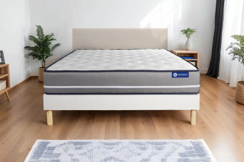 Ensemble Matelas Sommier 130x210 cm - Sommier Blanc (en kit) - Actiflex Pur