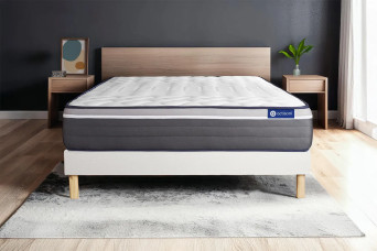 Ensemble Matelas Sommier 140x190 cm - Sommier Blanc (en kit) - ActiMemo Plus