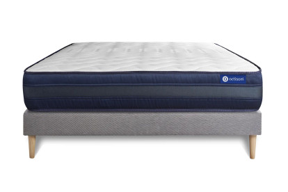 Ensemble Matelas Sommier 140x220 cm - Sommier Gris (en kit) - Actiflex Tech