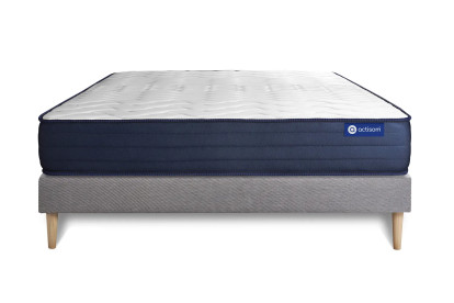 Ensemble Matelas Sommier 130x190 cm - Sommier Gris (en kit) - Actimemo Life